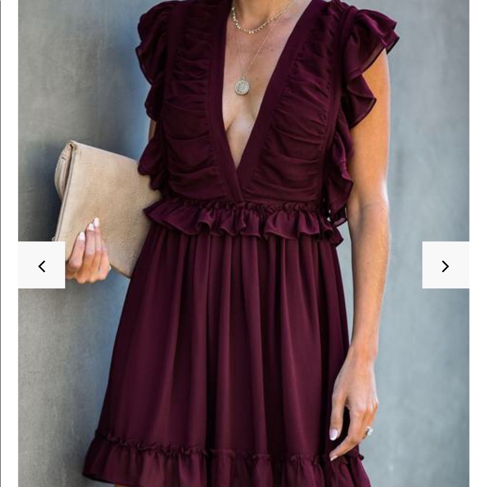 Vick Burgundy ruffle dress